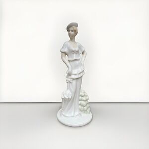 Gatsby Girl 8" White Porcelain Figurine Lady Umbrella Touch of Color
